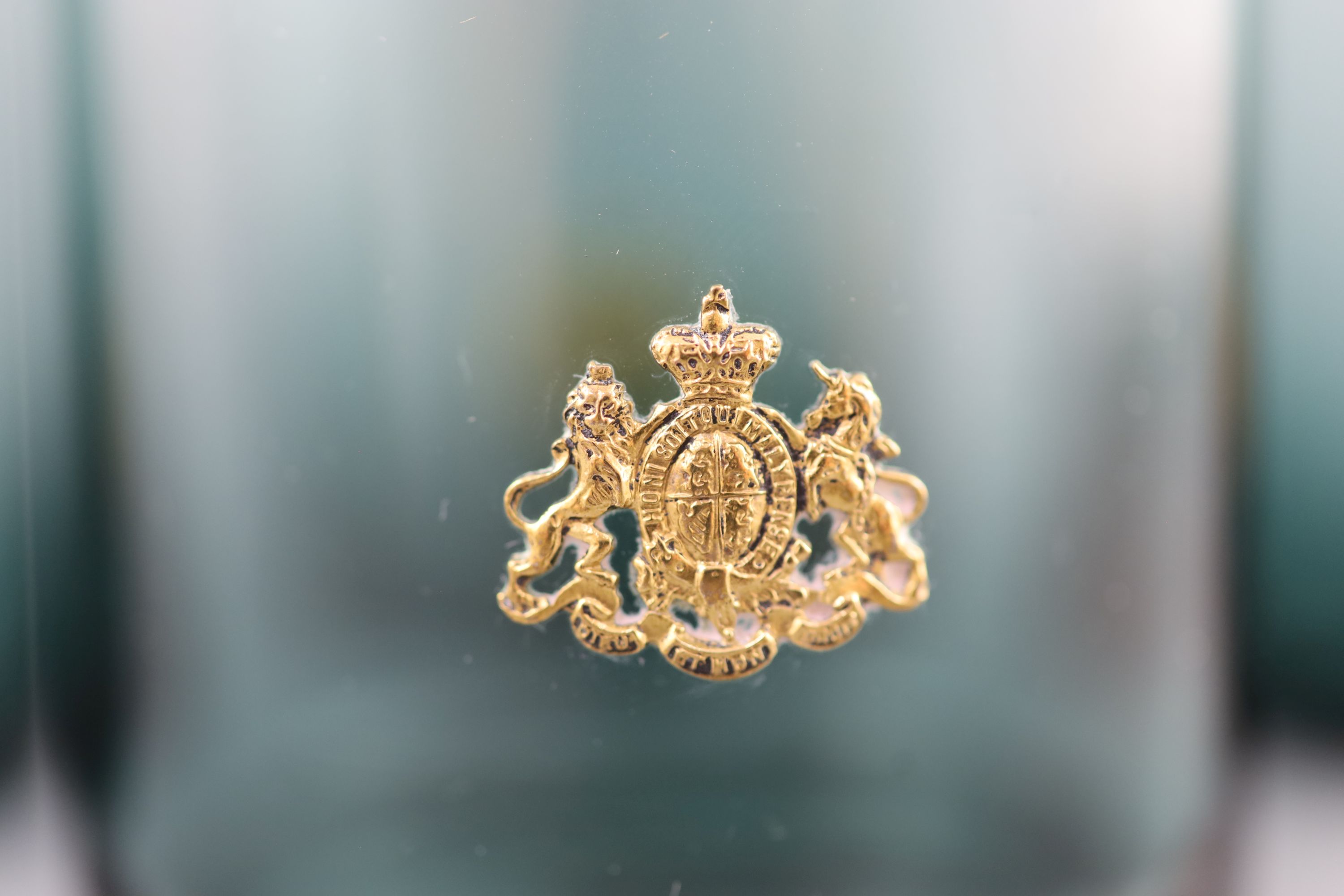 Royal Interest, a set of six glass tumblers gifted by Princess Margaret, each bearing Royal Coat of Arms, 1960s